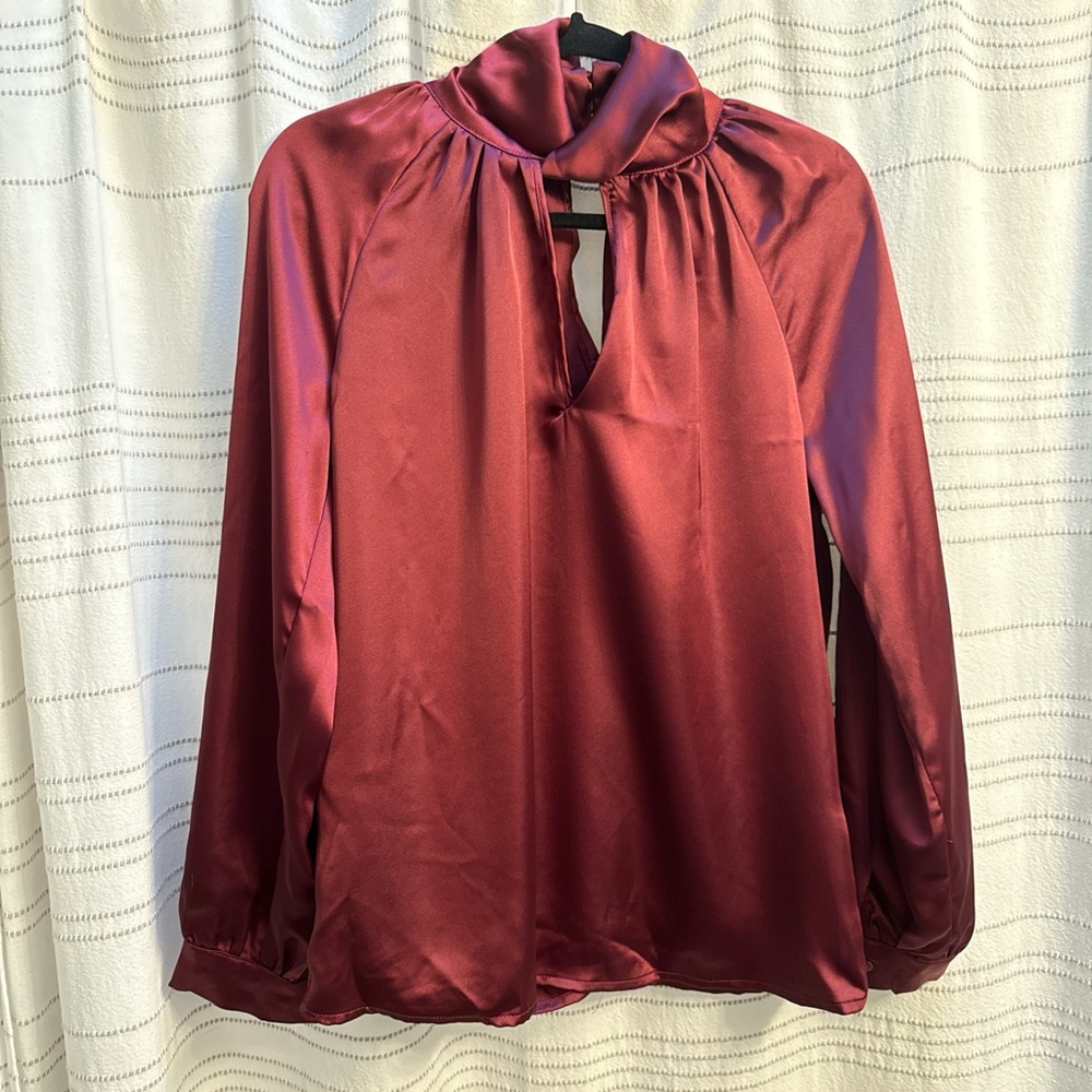 NWT Rachel Zoe blouse with twisted mock neck and keyhole. Silky and beautiful.